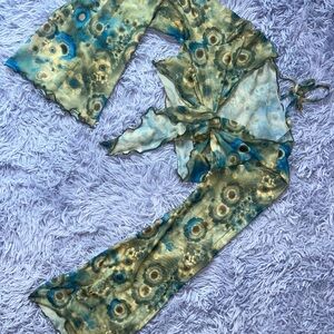 Sheer Floral Top in Teal and Olive